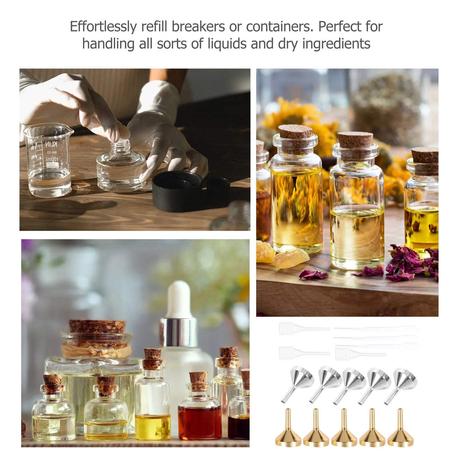 1set 1set Perfume Dispenser Funnel Mini Metal Small Essential Oil Filling Liquid Transferring Multi-Purpose Reusable Laboratory