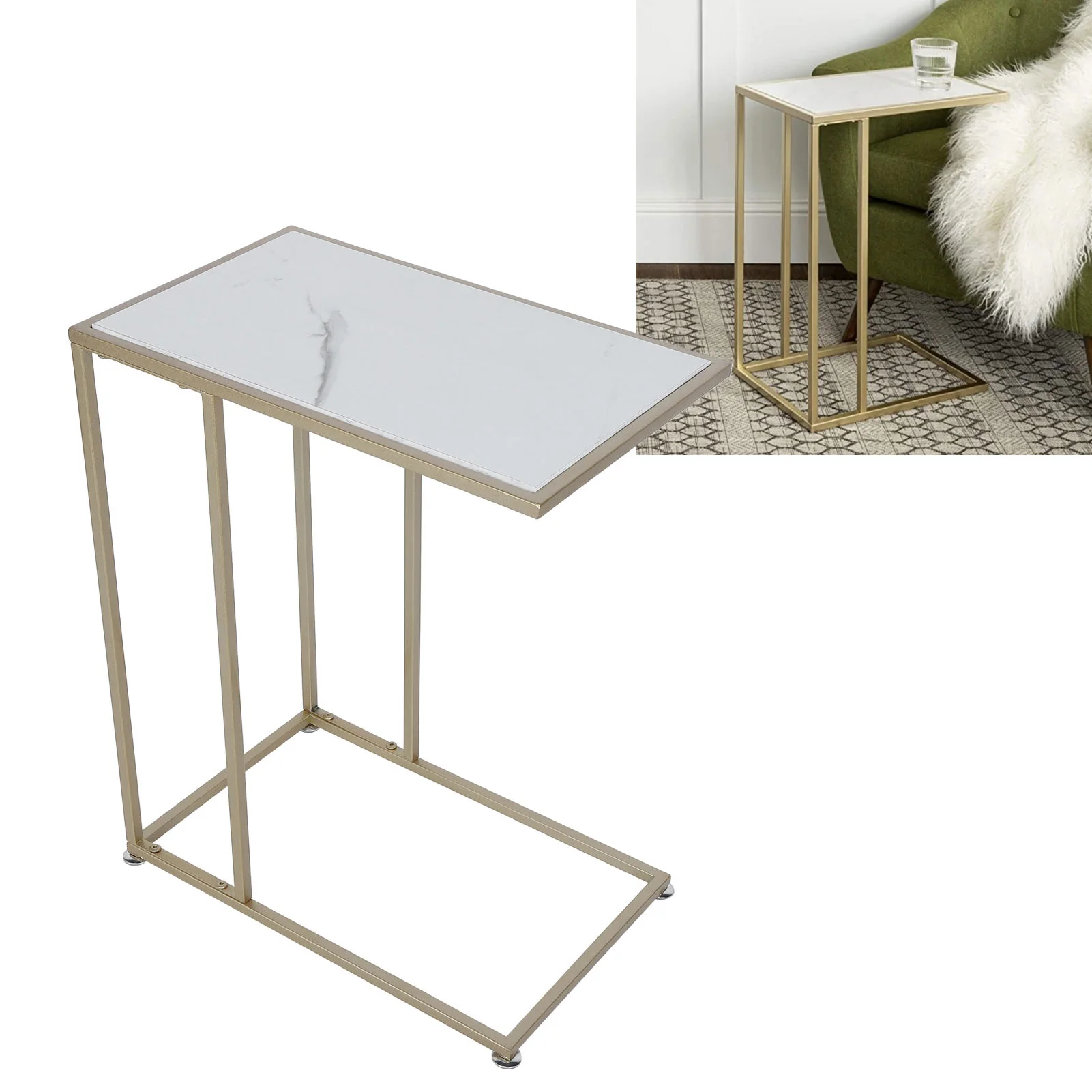 Table basse moderne en forme de C, table à thé, type ouvert, extrémité latérale, chambre à coucher, salon, décoration de bureau