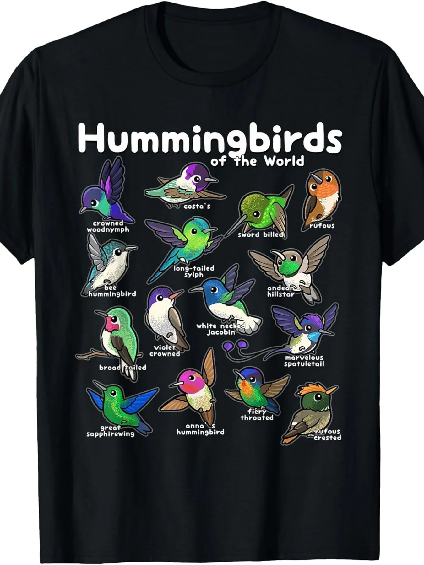 Hummingbird Lover T-shirt, Cute World Hummingbird Bird T-shirt.jpg Men and Women The Same 2025 Summer Short-sleeved Printed T-shirt, Solid Color 220G
