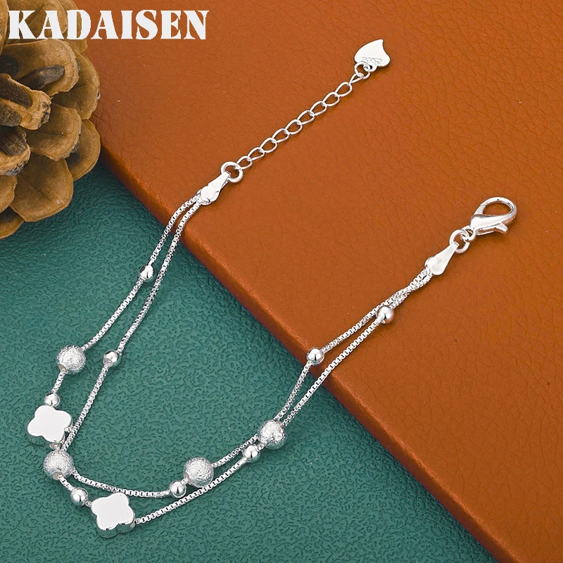 925 Sterling Silver Clover Bead Chain  Bracelets For Women Fashion Charm Designer Party Wedding Jewelry