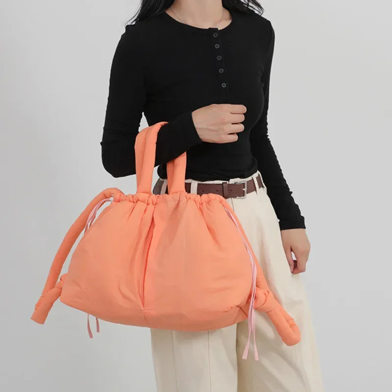 New Casual Nylon Padded Tote Bag Simple Vintage Large Capacity Handbag Designer Soft Puffer Women Shoulder Bag Underarm Bag