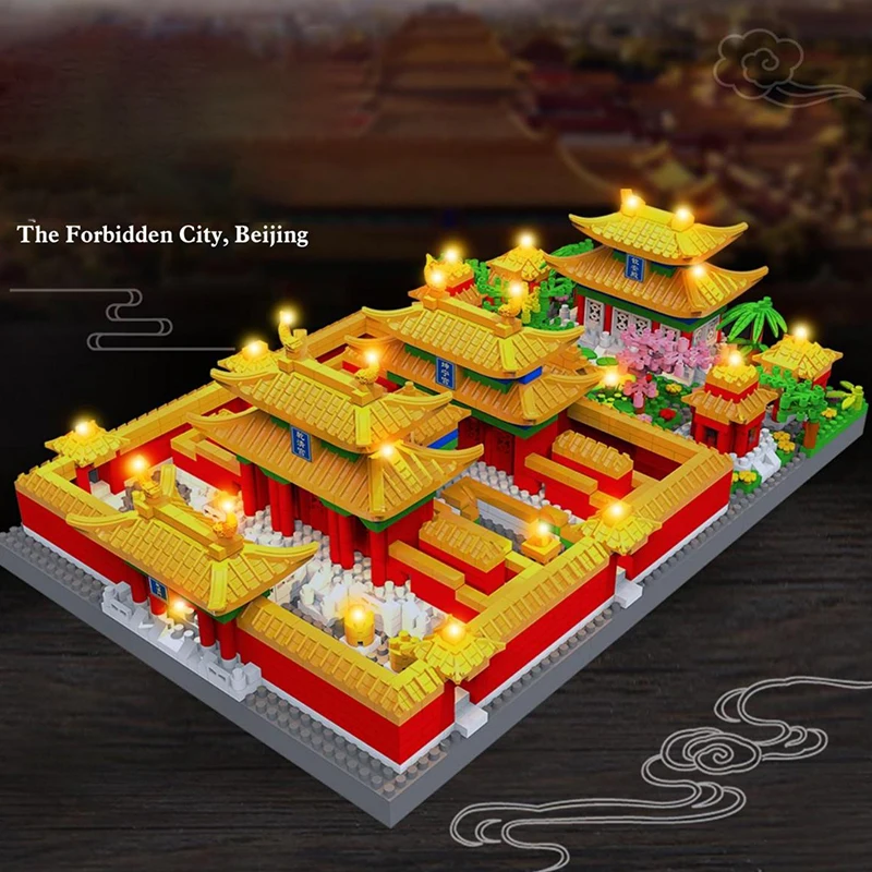 Puzzle de jardin de la cité interdite, style prairie, assemblage d'architecture, petite décoration créative pour les parents, construction de nuits, jouets