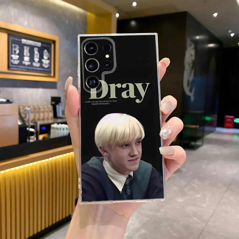 배우 D-드래코 말포이 전화 케이스 삼성 S24,30,21,22,23,20 FE,lite,PIus,Ultra,5G,Note,9,10 투명 커버