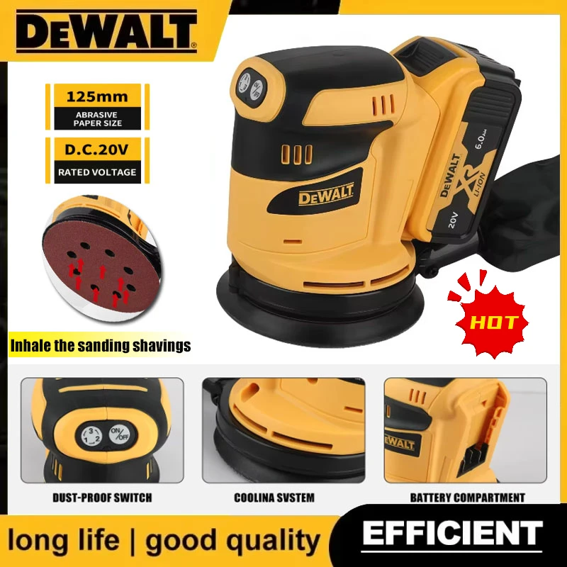 DEWATE Sander Lithium Cordless Rechargeable Disc Random Orbital Sander Woodworking Sanding Putty Polishing for 18v Battry
