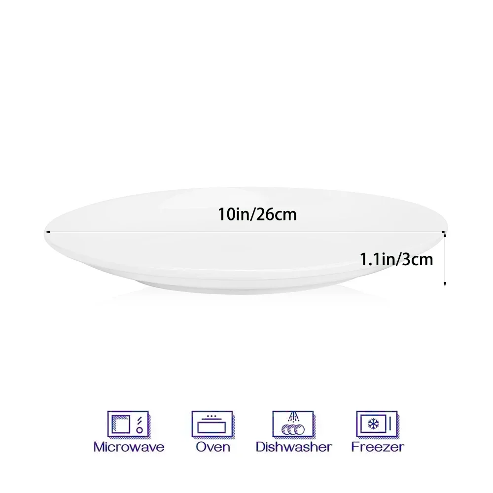 3pcs/lot 10in White Ceramic Dishes And Plates Set Steak Dinner Plate Porcelain Cake Dish Fruit Tray Food Tableware Dinnerware