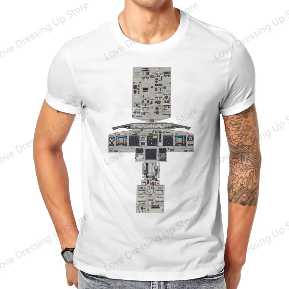 Boeing 737-800 Cockpit Print Cotton Short  Sleeved T-shirt Men Women Versatile Funny Pilot Quote Summer Creativity  Tops