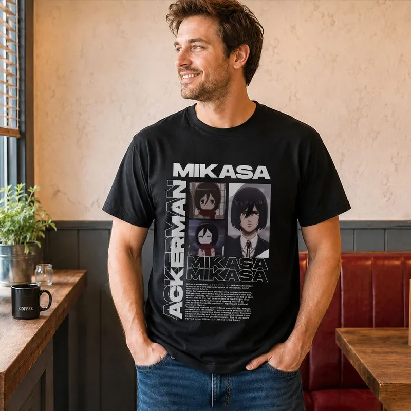 Mikasa Ackerman Attack on Titan Anime T Shirt, 0809 Manga Casual
