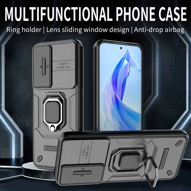 Slide Lens Camera Case For Honor 90 Lite Magic5 6 Honer90 Light X9A X9B Shockproof Armor Back Coque for Huawei Mate 60 Pro Cover