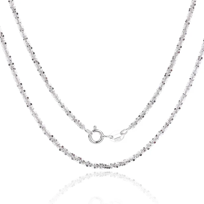 Pure 925 Sterling Silver 16-32 inches 1.8mm Sparkling Chain Necklaces for Women Girls Fashion Jewelry Engagement Party Gift