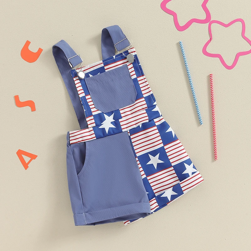 Mono con tirantes y bandera americana para niño y niña, traje de 4 de julio, pantalones cortos, ropa patriótica