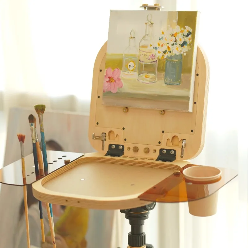 

Деревянный портативный мольберт для студентов, для рисования на природе, палитра для акварели/масляной живописи, художественные принадлежности и инструменты