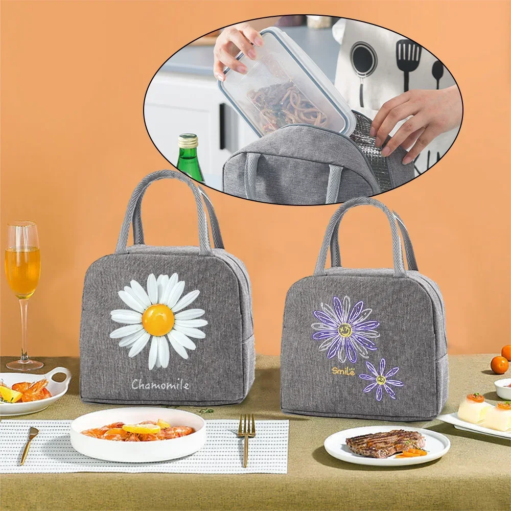 

Lunch Bag Men's and Women's Reusable Lunch Bag Waterproof Convenience Tote Canvas Insulated Lunch Bag Flower Print