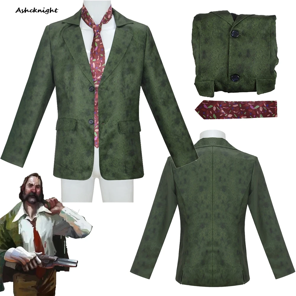 

Game Disco Elysium Cosplay Harrier Du Bois Green Top Tie Cloth Party Disguise Roleplay Halloween Costume Carnival Outfits Suit