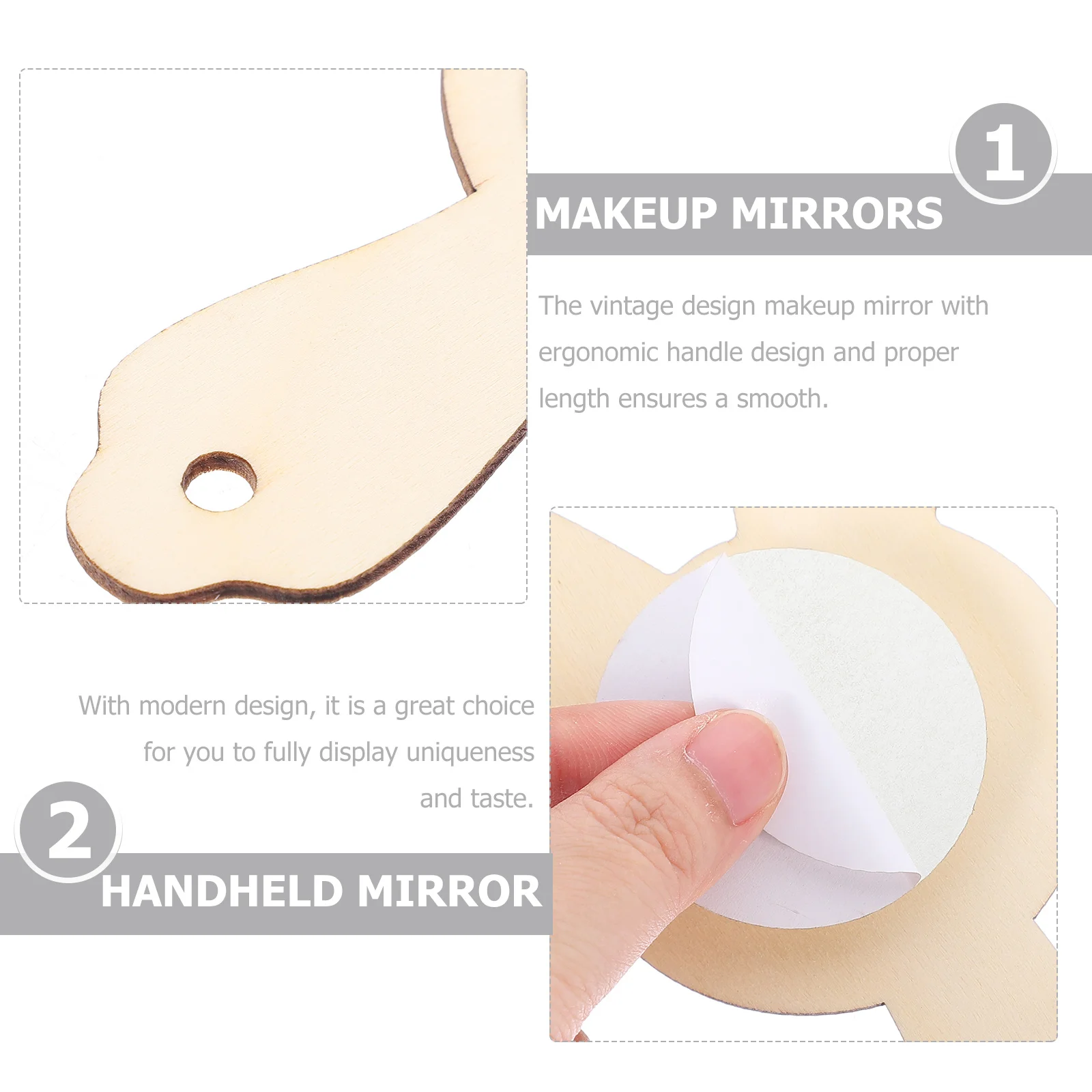 

10Pcs DIY Wooden Hand Mirrors Unpainted Small Handheld Mirrors for Painting Craft Accessories Makeup Mirror Small Wooden Mirror
