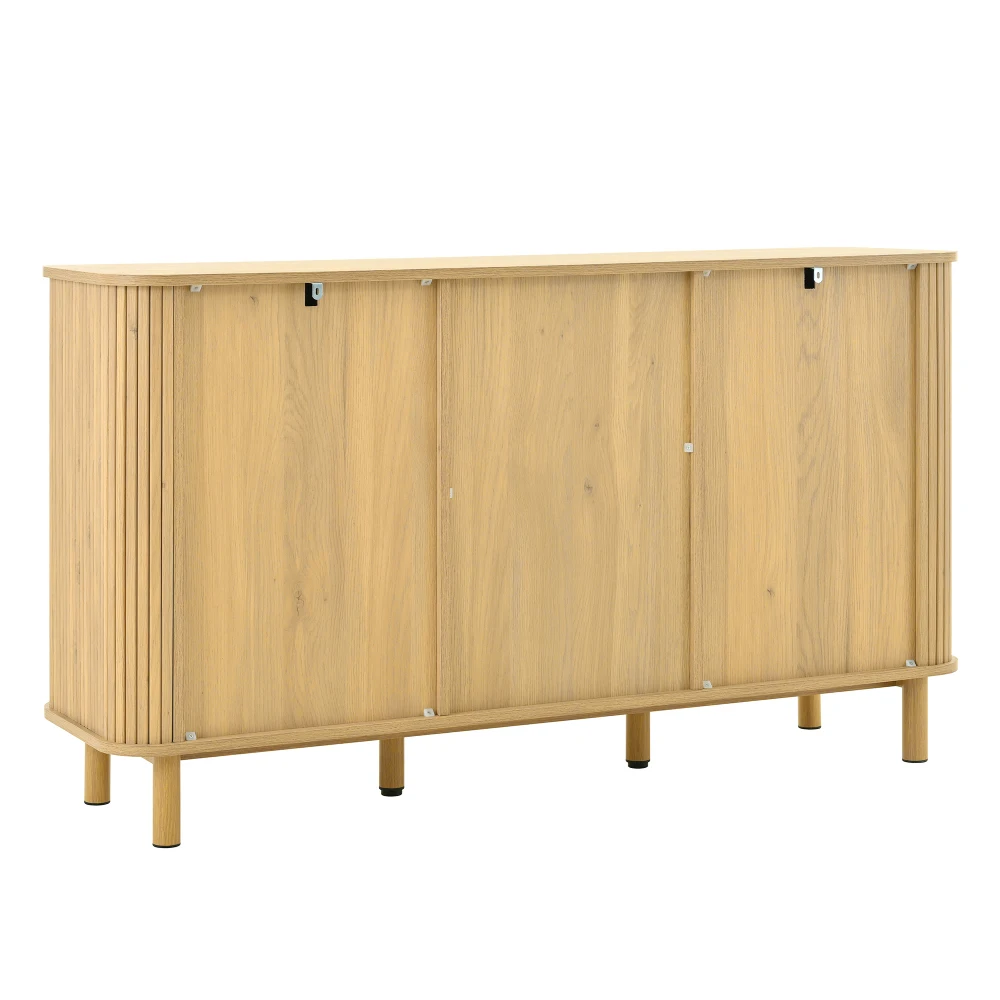Modernes Sideboard mit vielseitigen Holzoptik-Schubladen, Regalen, Metallbeinen für die Aufbewahrung im Wohnzimmer – Detail 23