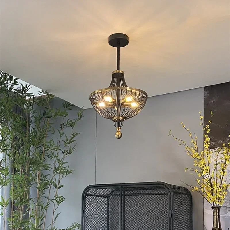 

GHEUVNJ Beautiful Chandelier Pipe Pendant Restaurant Bedroom Luminaire Suspension Art Deco Black Gold Metal E