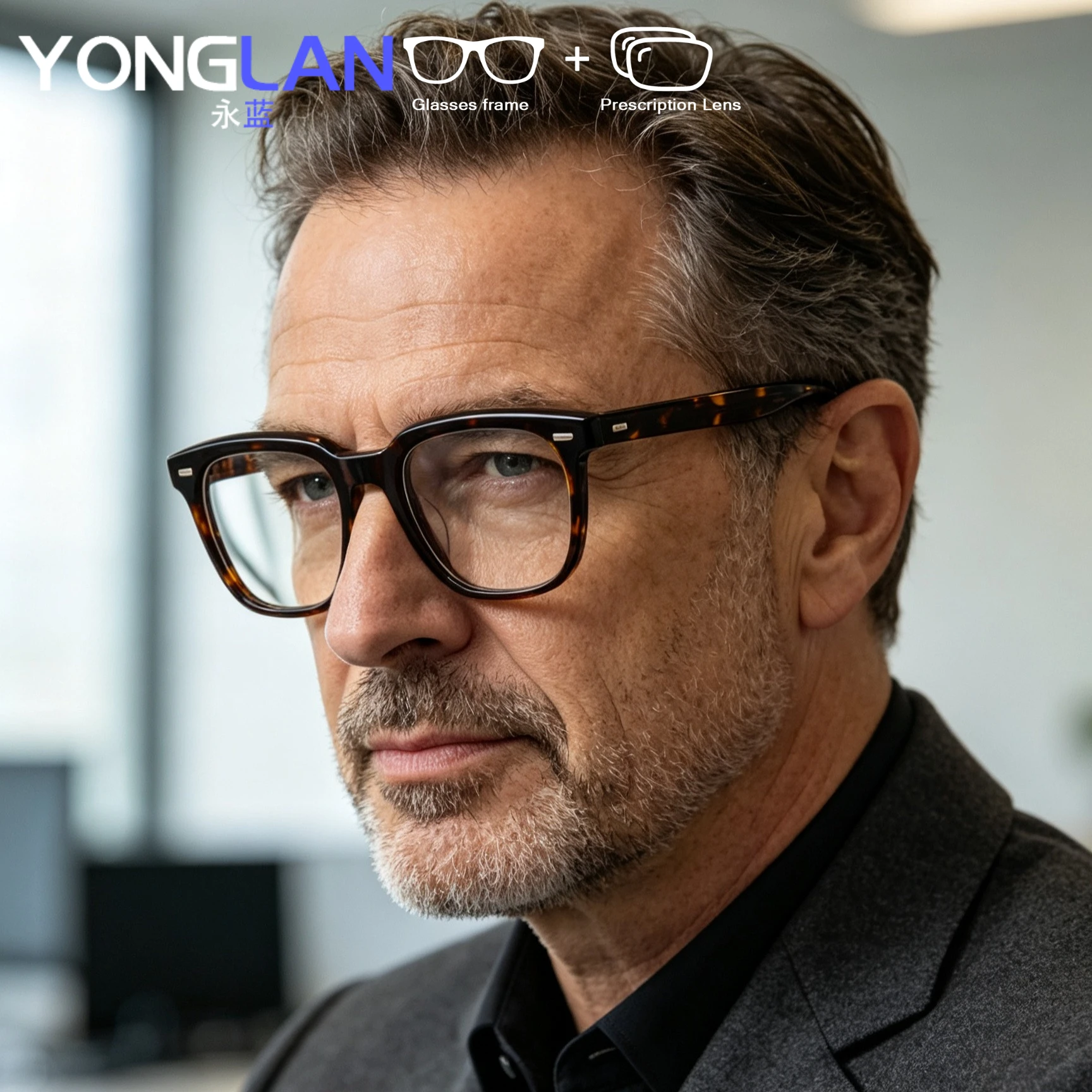 Nouvelles lunettes de vue carrées en acétate tendance pour unisexe, lunettes optiques photochromiques, lunettes progressives/myopie