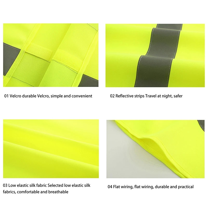 سترة أمان عاكسة 80 جرام - سترة عمل شبكية قابلة للتنفس عالية الوضوح للبناء وعمال الطرق والأنشطة الخارجية #3