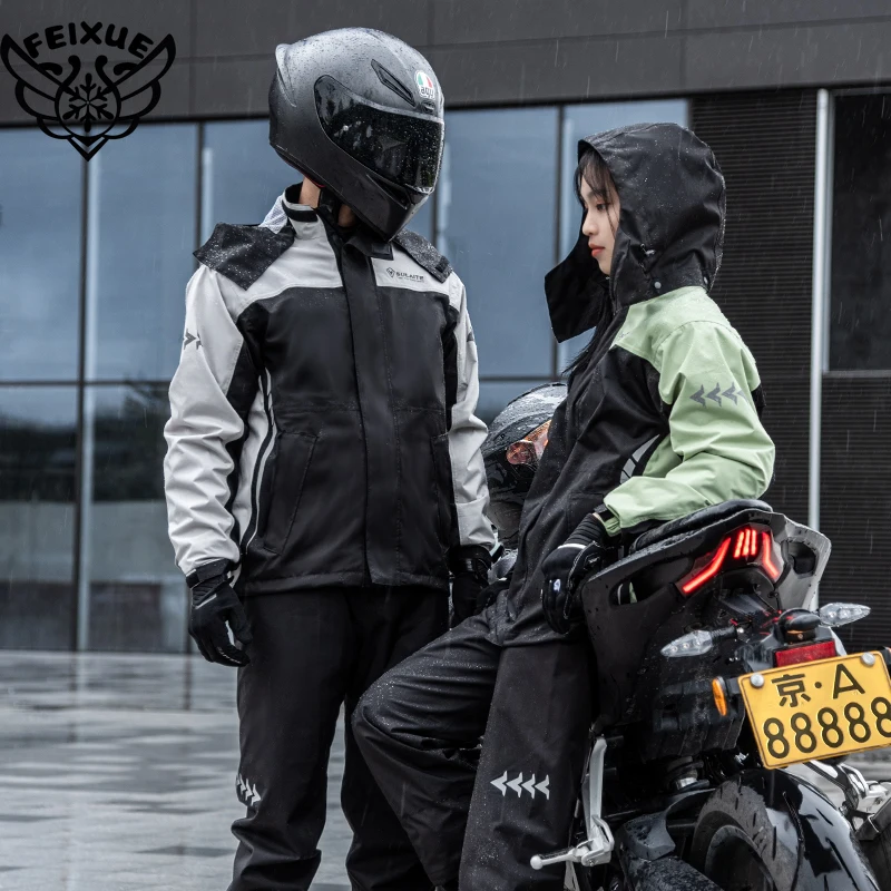 

Man Motorcycle Raincoat Reflective Men's Waterproof Motocross Suit Waterproof Motocross Rain Jacket Split Rain Cloth