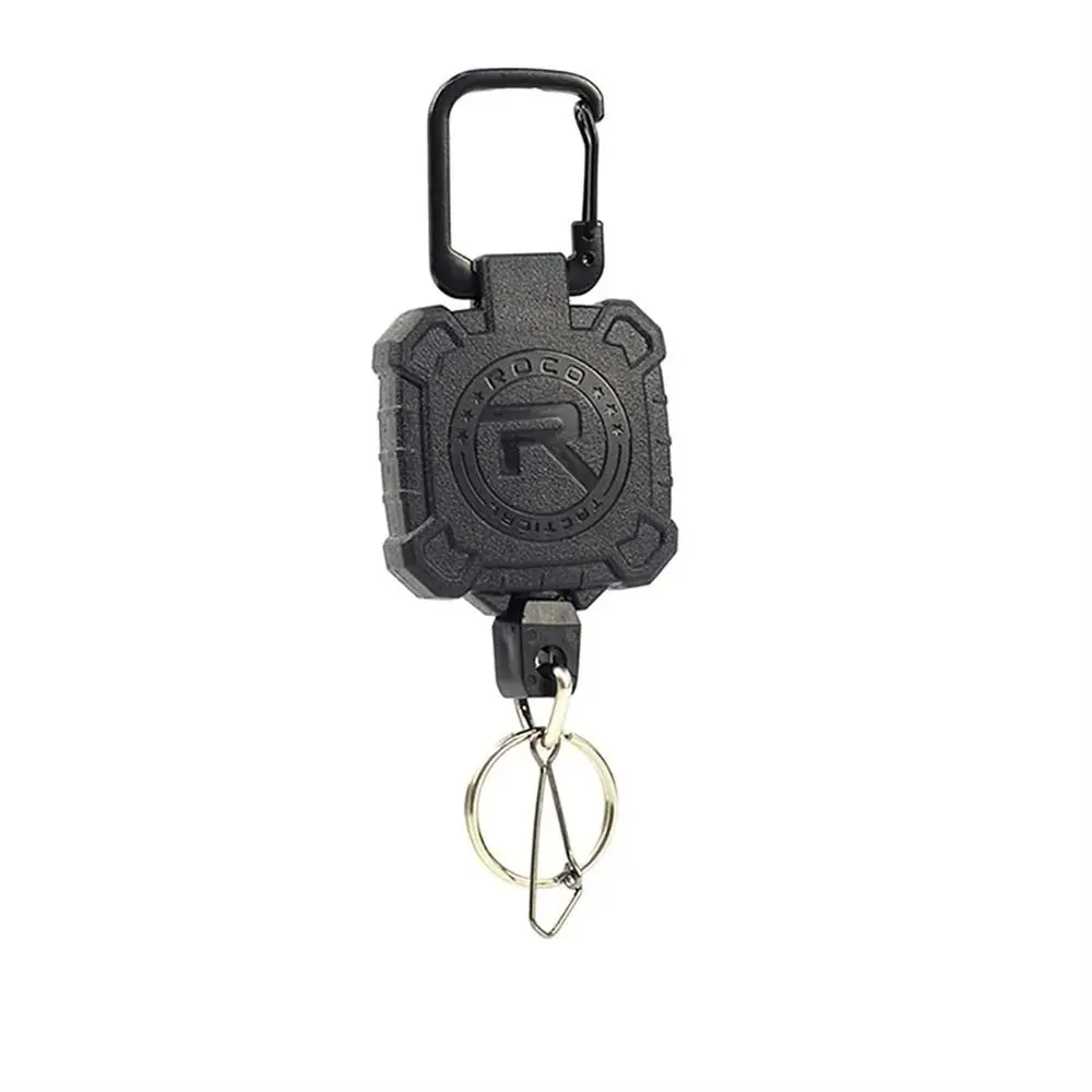 Fotografia 5: Chaveiro Retrátil de Cabo de Aço de Alta Resistência Multifuncional com Fivela de Fácil Puxar e Suporte Telescópico Antifurto para Crachá