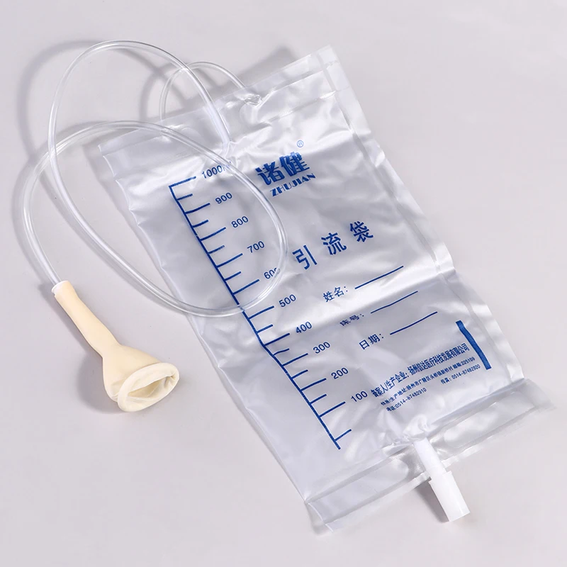 5P Medical Latex Sleeve Type Urine Bag Male Drainage Catheter Bag 1000ML Urine Collector Bag Holder Bed Incontinence Urinal Pee