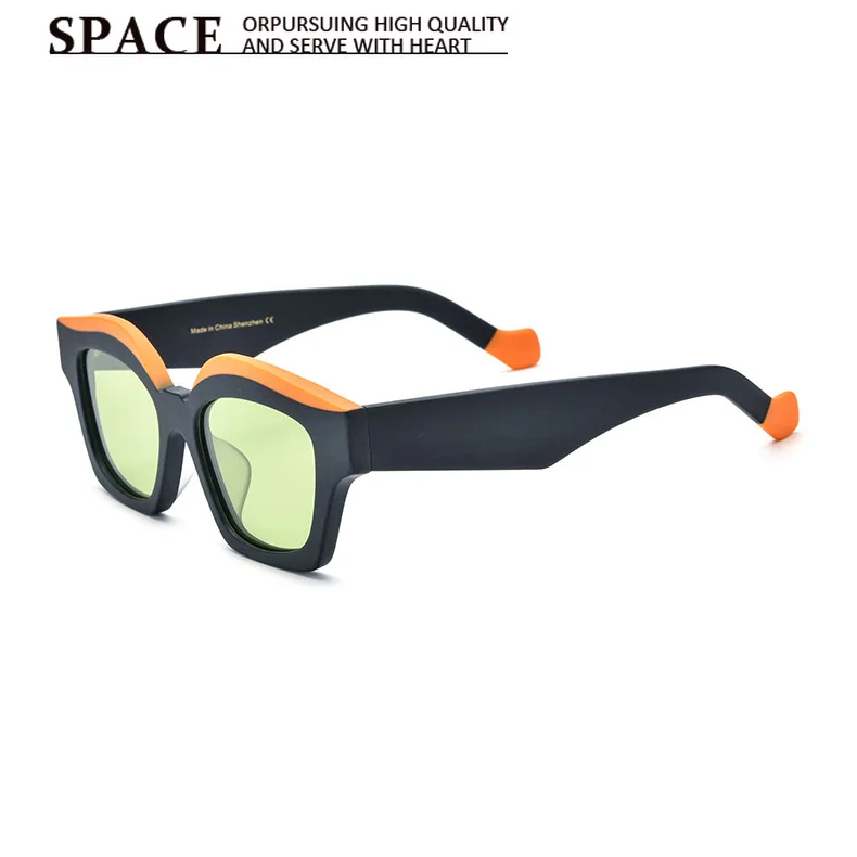 Quality Color‑Block Matte Acetate Cat‑Eye Sunglasses Unisex Thick Frame Polarized Sun Glasses Multi‑Color For Driving Outdoo