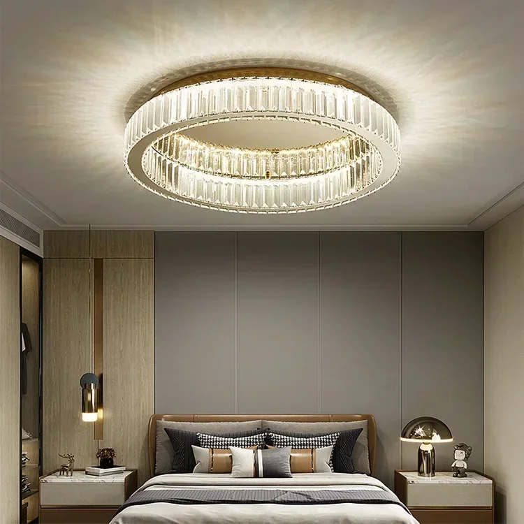Luxury Modern Simple Crystal Circle Lamp Ceiling Chandelier Bedroom Living Room Study Decorative Led Indoor Light