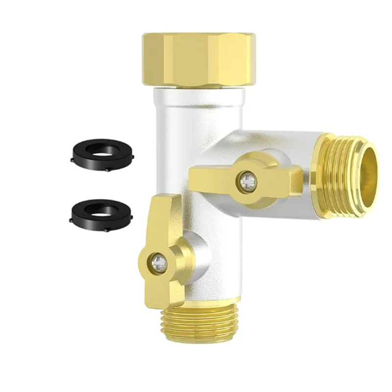 

2Pcs Garden Hose Dispenser, Two-Way Solid Metal Vertical T-Faucet Connector with 2 Silicone Pads