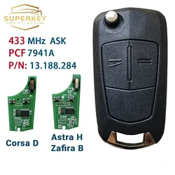 SUPERKEY 736-743-A Remote Flip Car Key PCF7941A 433MHz 46 Chip 2 Buttons For Opel Vauxhall Corsa D G4 Astra H AH Zafira B Holden