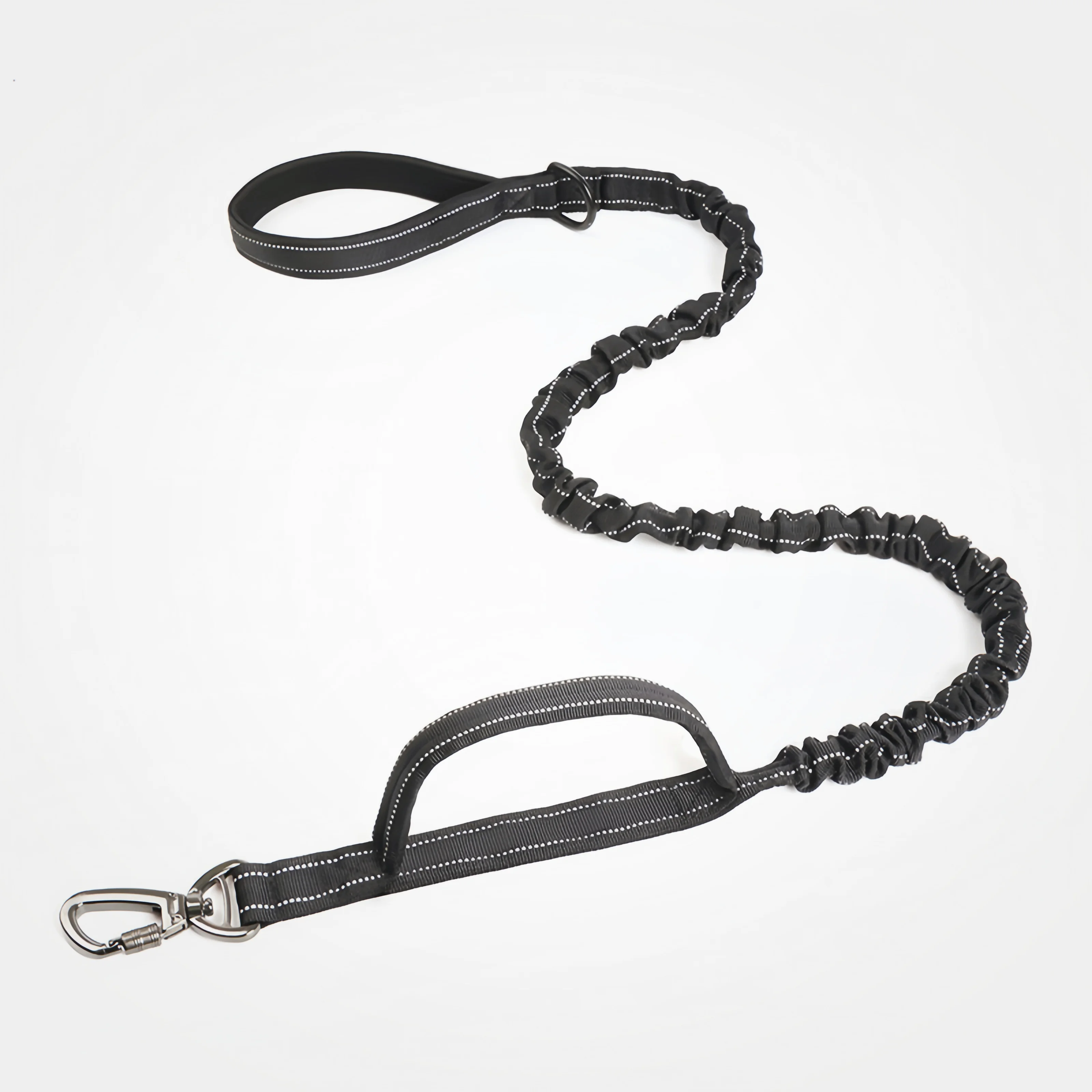 

Dog Leash Zinc Alloy Buckle Reflective Stripe Shock-Absorbent Elastic Rope Dual Handle Control for Small Medium Large Breed