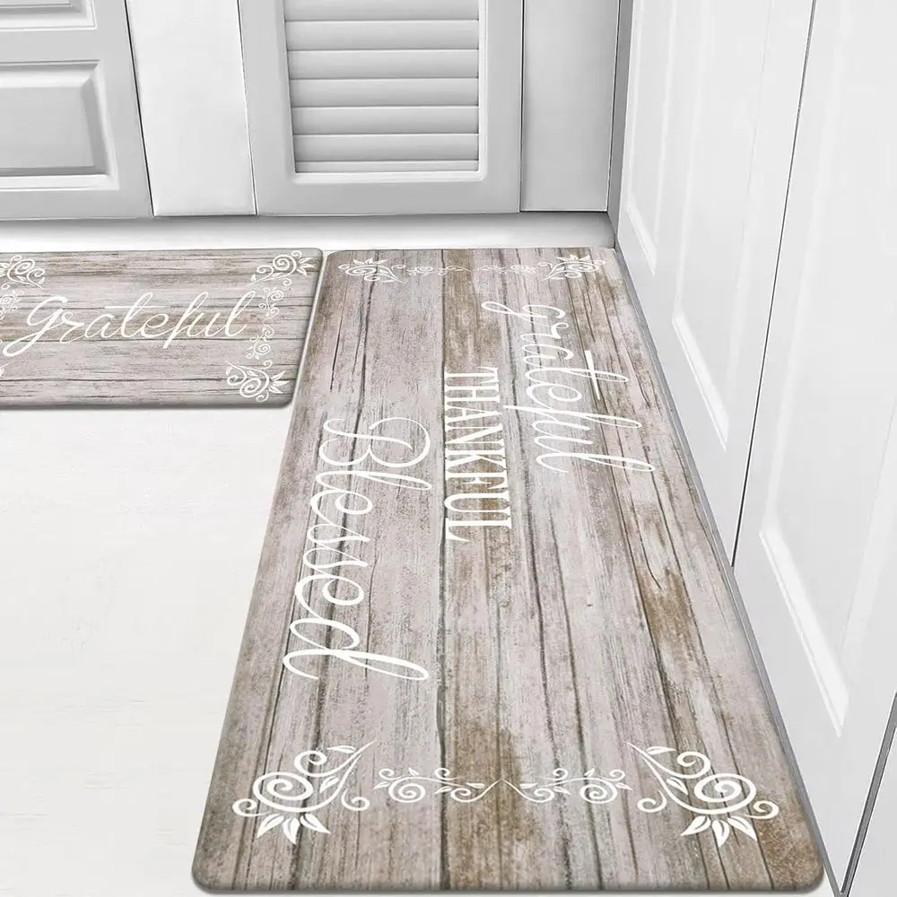 Anti-Fatigue Kitchen Mat Set of 2 Non Slip Cushioned Kitchen Mats Waterproof Comfort Standing Desk Mat Carpet for Sink, Office,