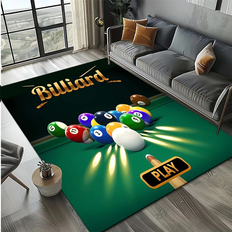1pc Billiard Pool‑Table Print Welcome Doormat, Non‑Slip Floor Mat for Entryway, Living Room, Game Room, Indoor Home Decor
