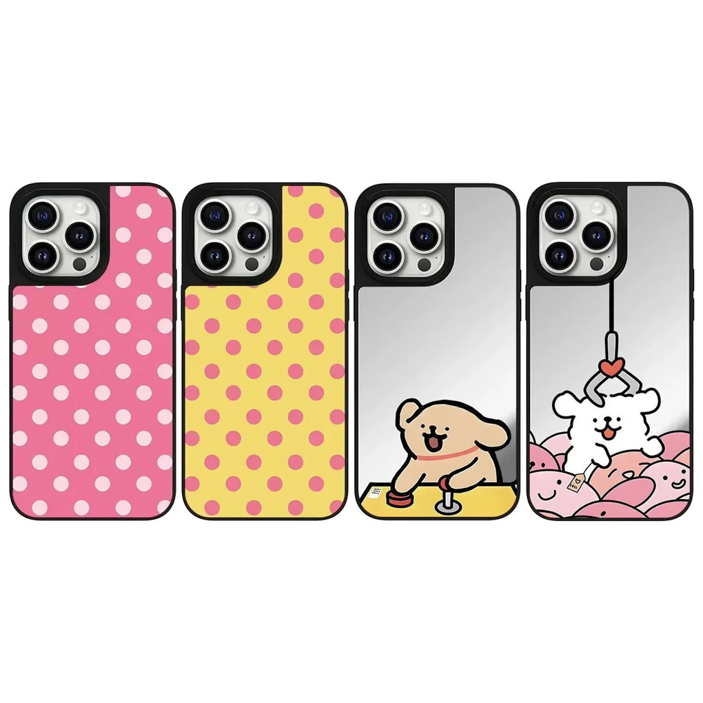

Pink Dots Mirror Surface Case for IPhone 12 13 14 15 16 17 Pro Max Case - Protective IPhone Case