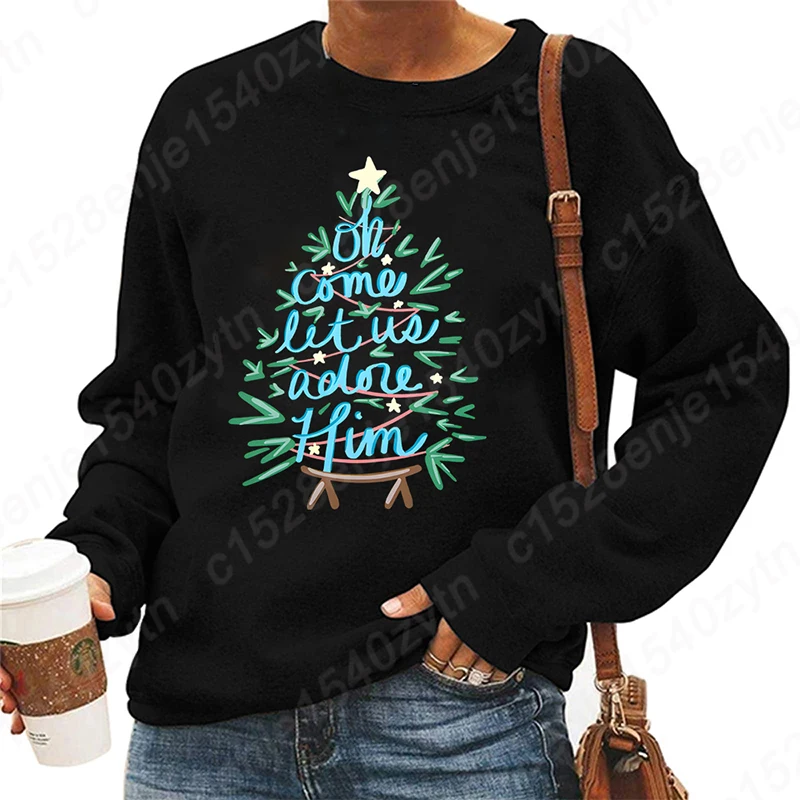 Christmas Sweatshirt for Women Funny Christmas Tree Christian Shirt Crewneck Long Sleeve Xmas Jesus Faith Tops