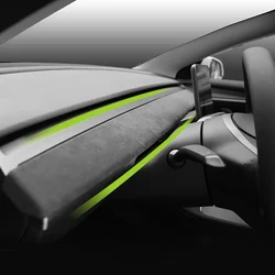 For Tesla Model Y Model 3 2019-2023 Italy Suede Wrap Dashboard Panel Trim Cover Sticker Protector Pad Car Interior Accessories