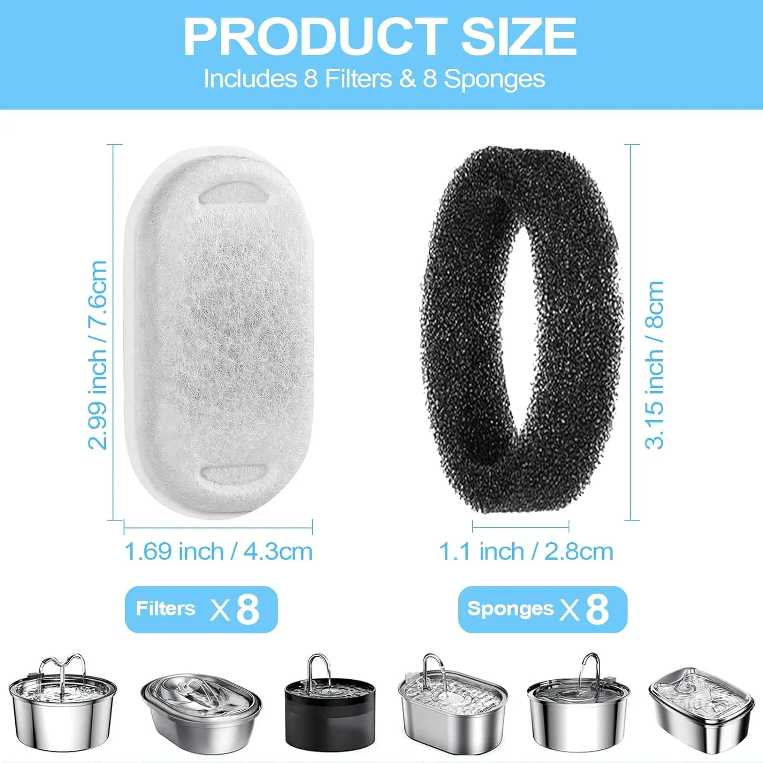 6/12/30 pçs pet dispensador de água filtro gato fonte de água filtro potável ciclo filtragem fácil de limpar