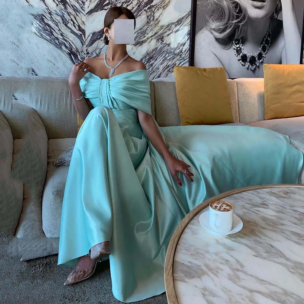 Robe de Soirée Longue en Satin pour Femme, Tenue de Bal en Ligne A, Arabie Saoudite, Plissée, pour Demoiselle d'Honneur, Mariage