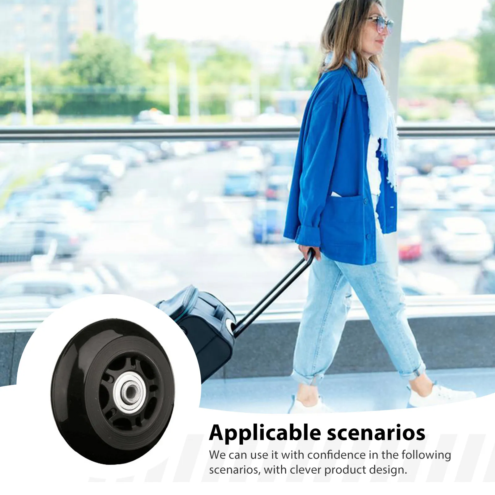 Spinner Wheels Quiet Replacement Luggage Wheels for Suitcase 360 Degree Rotation Universal Rolling PU Caster Durable Travel