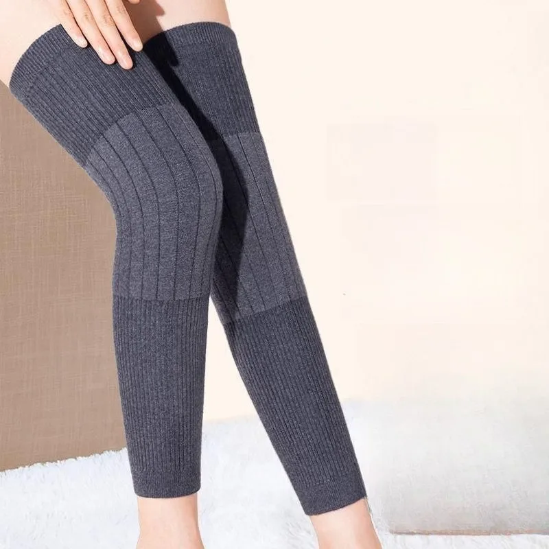 Protectores de rodilla de cachemira gruesa con forro polar para calidez, protección de rodilla resistente al frío para otoño e invierno, unisex