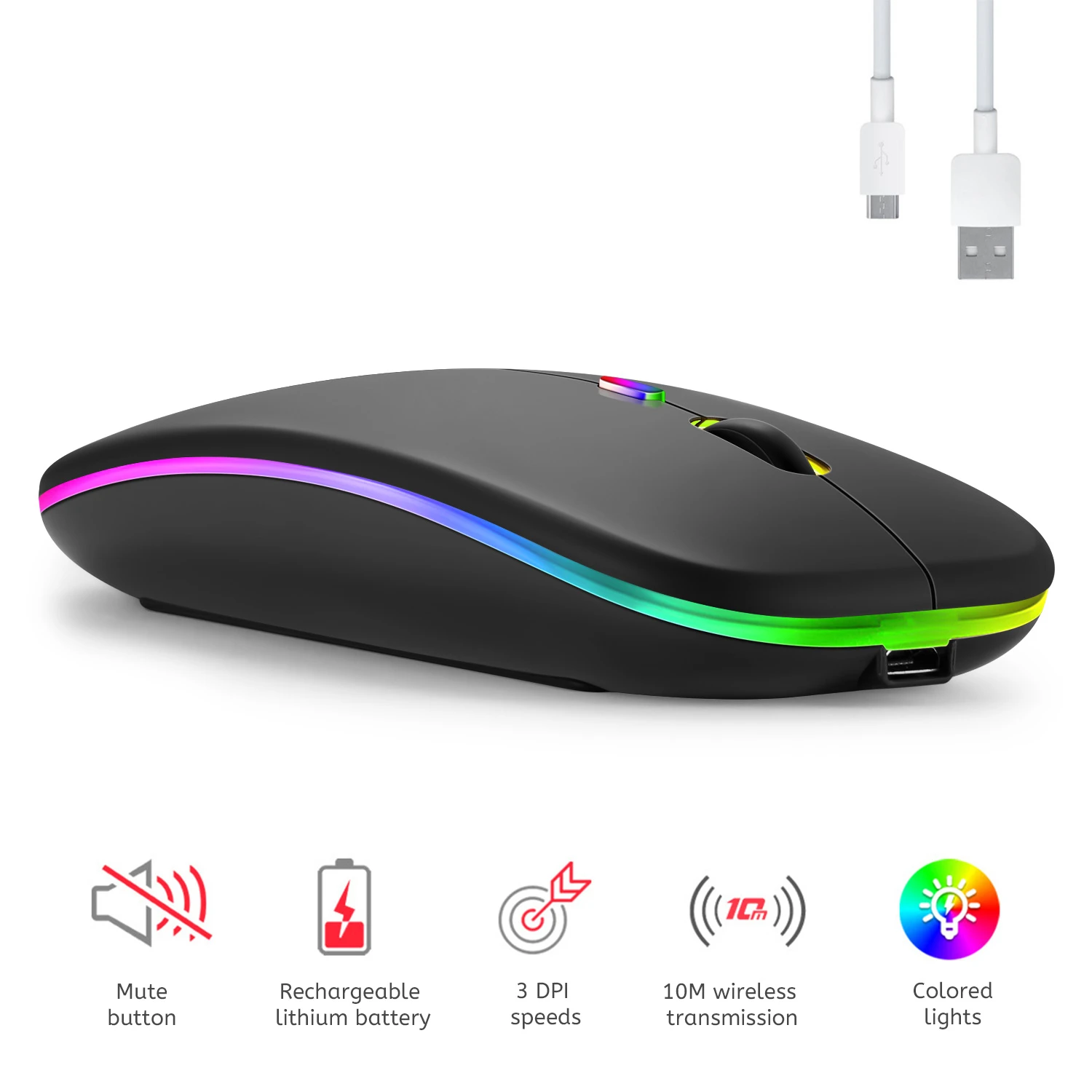 

Wireless Mouse Computer Mouse with Usb Led Silent