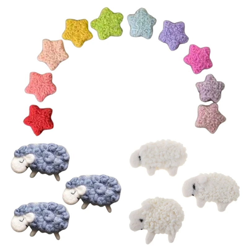 3/10Pcs DIY Handmade Baby Felt Stars/Lamb Home Party Decorations Newborn Infant Photo Shooting Photography Props