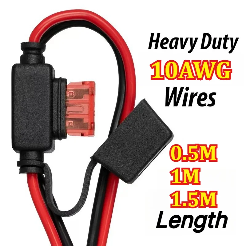 10AWG 45A High‑Current Connector to M6/M8/M10 O‑Ring Terminal Cable with Built‑in Fuse Box Battery Wire for Solar Power System