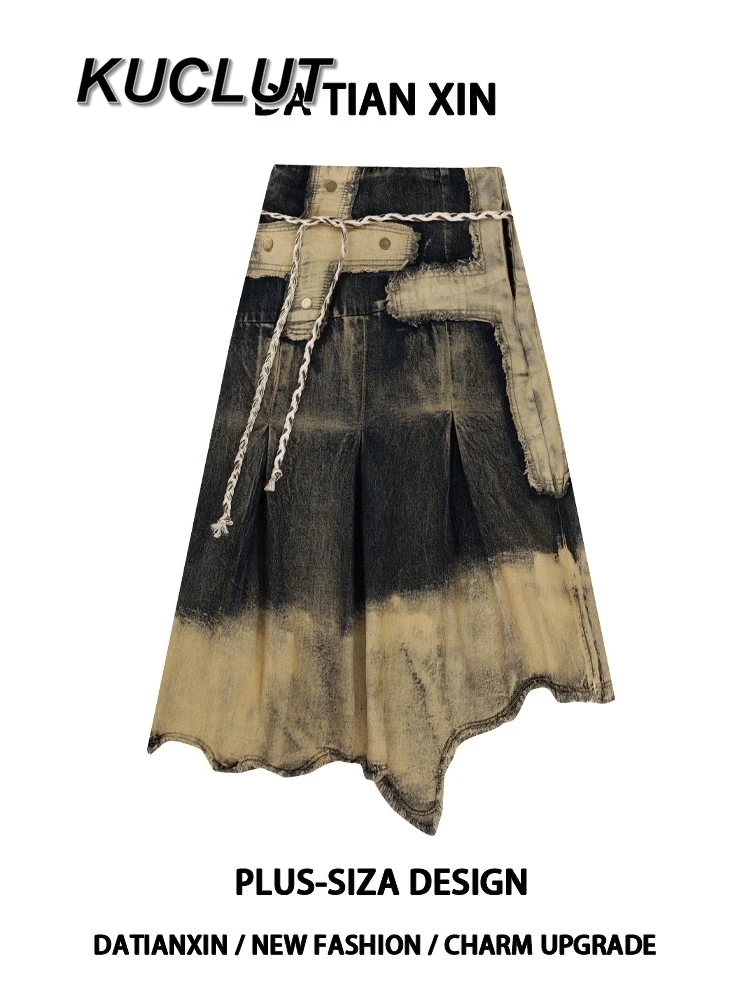 Vintage gerafelde zoom denim rok voor dames Amerikaanse retro Y2K Design Sense Niche Girl A-lijn casual rokken zomer herfst