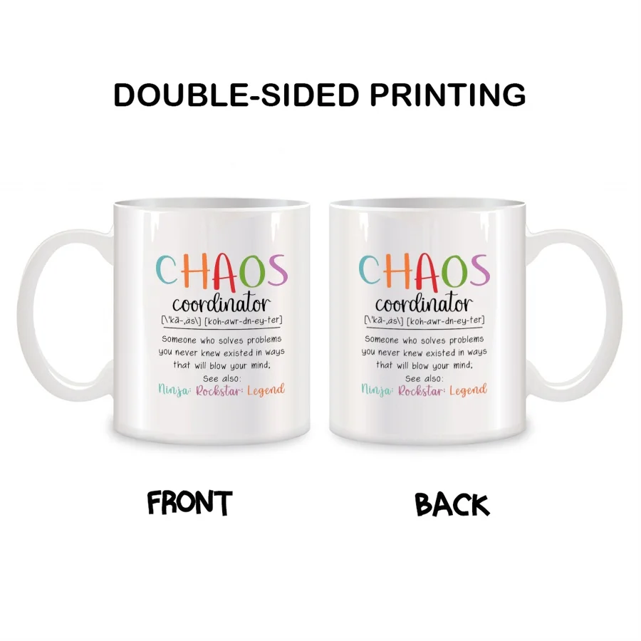 Chaos Coordinator Mugs For Boss Lady Teachers Mom Administrative Birthday Gifts Novelty Coffee Ceramic Tea Cups White 11 oz