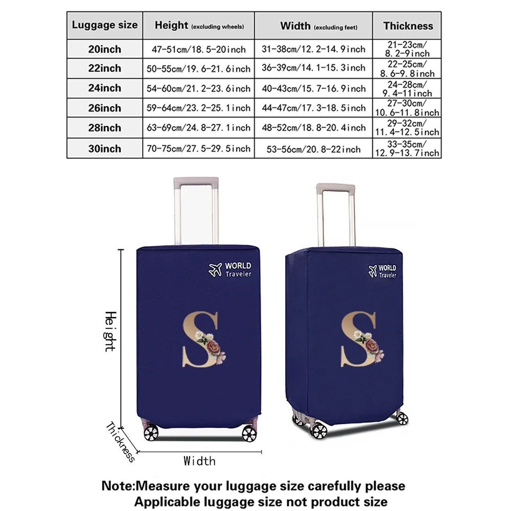 Luggage Cover Non-woven Fabric Suitcase Protector Baggage Dust Case Cover Suitable for20-30 Inch Gold Letter Print Suitcase Case