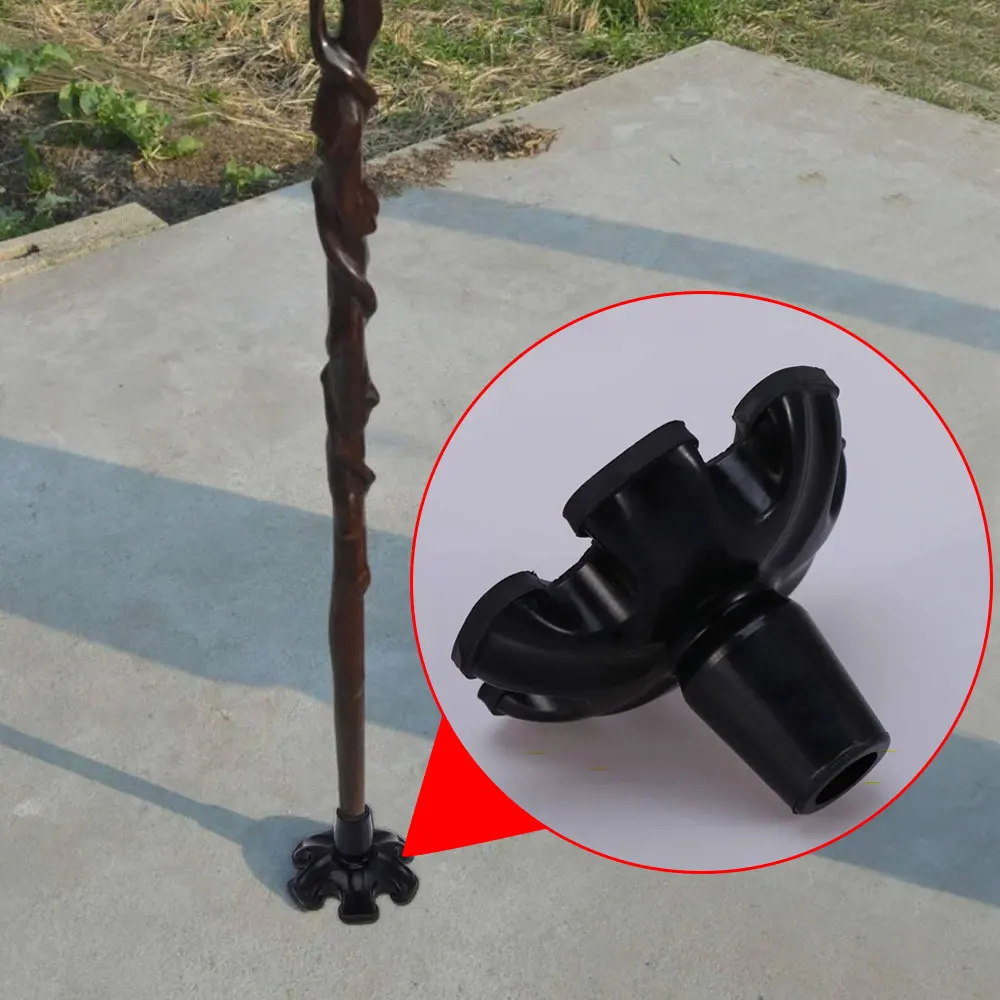 1Pc 19mm/22mm Cane Tips Replacement Foot Pad Heavy Duty Rubber Self Standing 6 Support Feets Base for Walking Canes Sticks