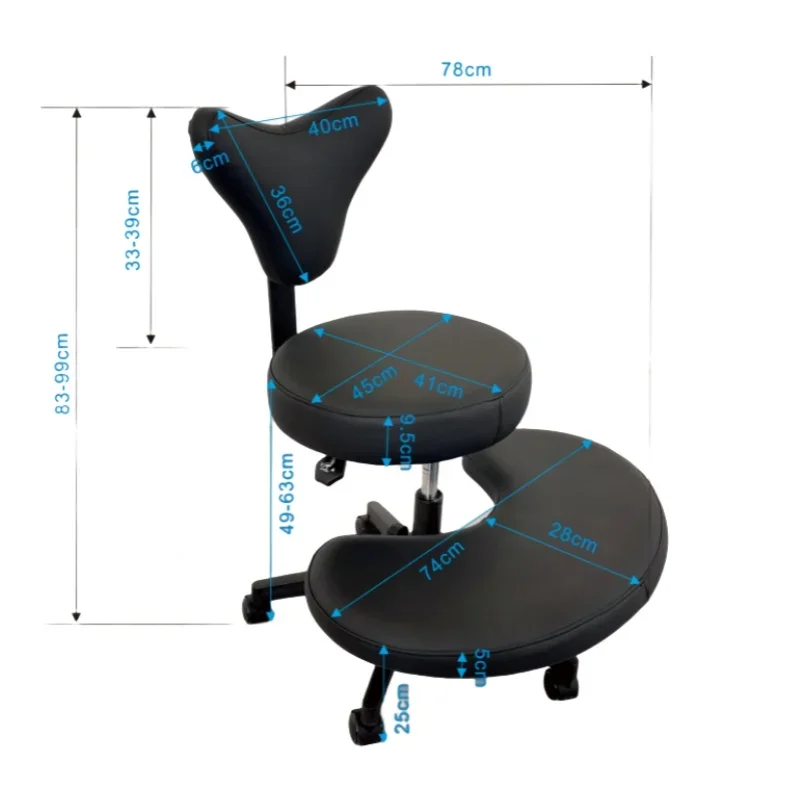 Silla ergonómica con patas cruzadas y ruedas para uso doméstico o como muebles de oficina, silla de escritorio, silla para arrodillarse de altura ajustable