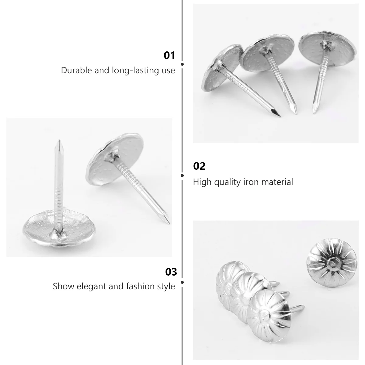 

500Pcs 11x17mm Sofa Nails Silver Furniture Accessories Perfect for Securing Documents Photos on Cork Board