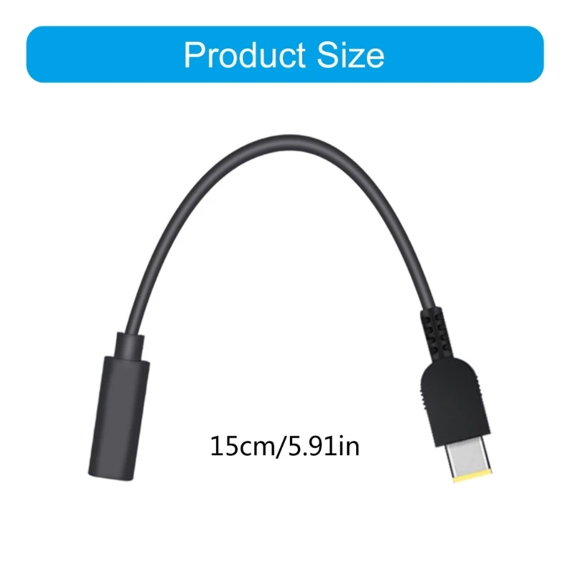 直流ビッグスクエア to USB C PD 高速ラップトップ充電ケーブルコード 65W 15cm