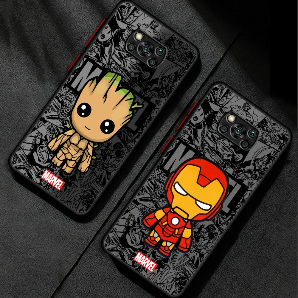 Marvel Groot Ironman Phone Case for Xiaomi Poco C50 C51 C40 X4 X5 Pro5G M5s M5 X4 GT X3 NFC F3 X3 Pro Cover Soft